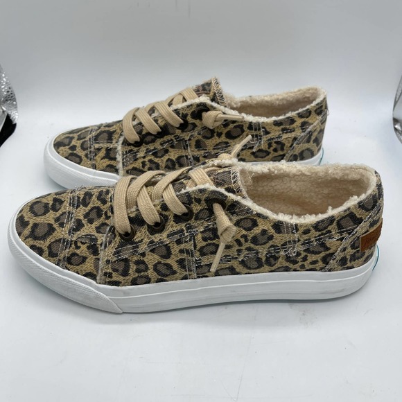 Blowfish Shoes - Blowfish Malibu Womens Size 7 Cheetah Animal Print Canvas Lace Up Casual Sneaker
